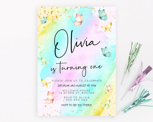 Editable Pastel Butterfly Birthday Invitation Butterfly Birthday Invitation