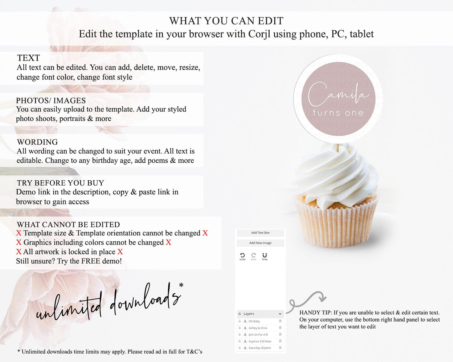 Pink Cupcake Toppers Plain Pink Cupcake Minimalist Pink Cupcake Pastel Pink Table Number Cupcake Topper Blue Decor D10936