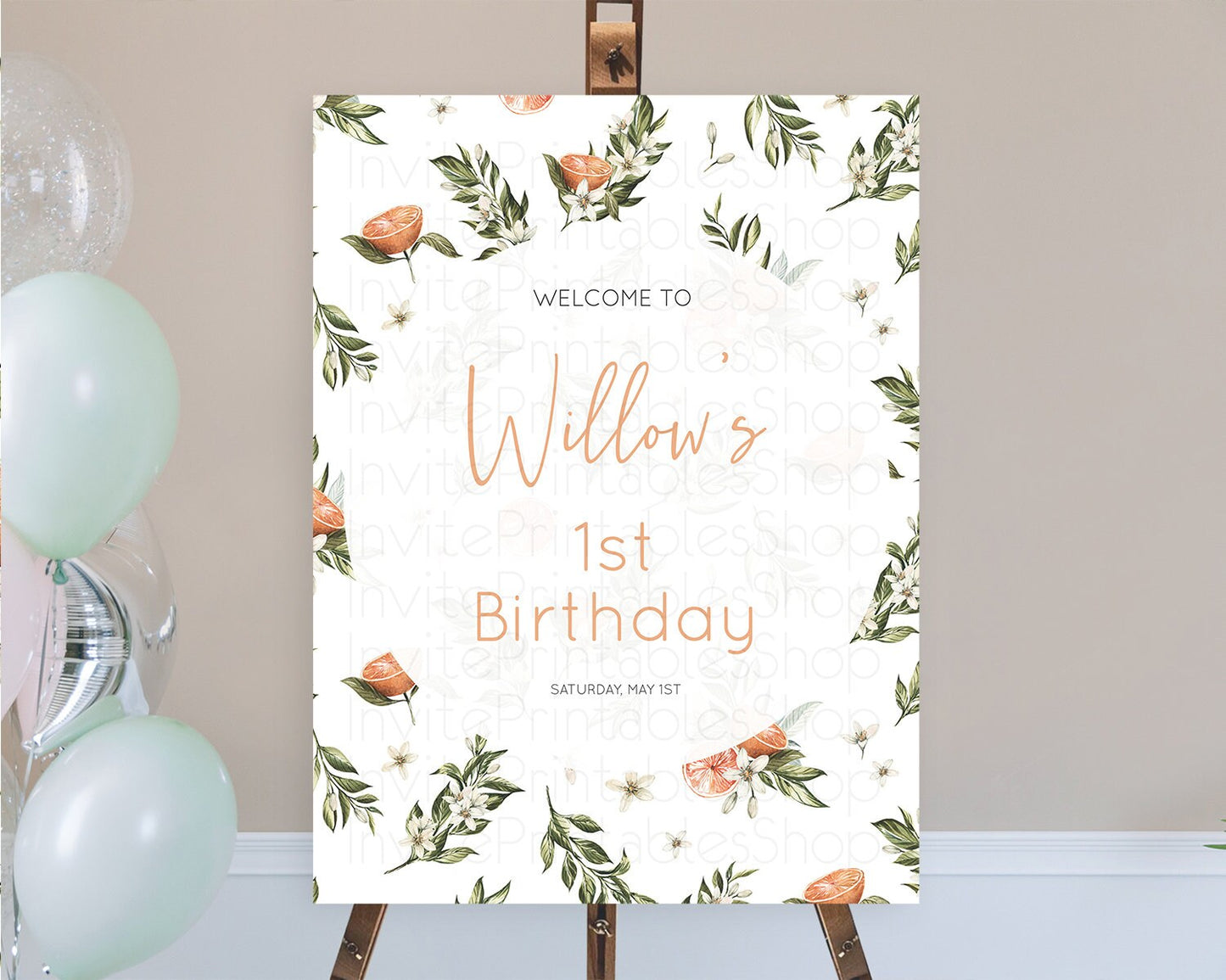 Citrus Welcome Sign Lemon Welcome Sign Orange Welcome Sign Citrus Welcome Poster Citrus Floral Décor First Birthday Welcome Sign D10545