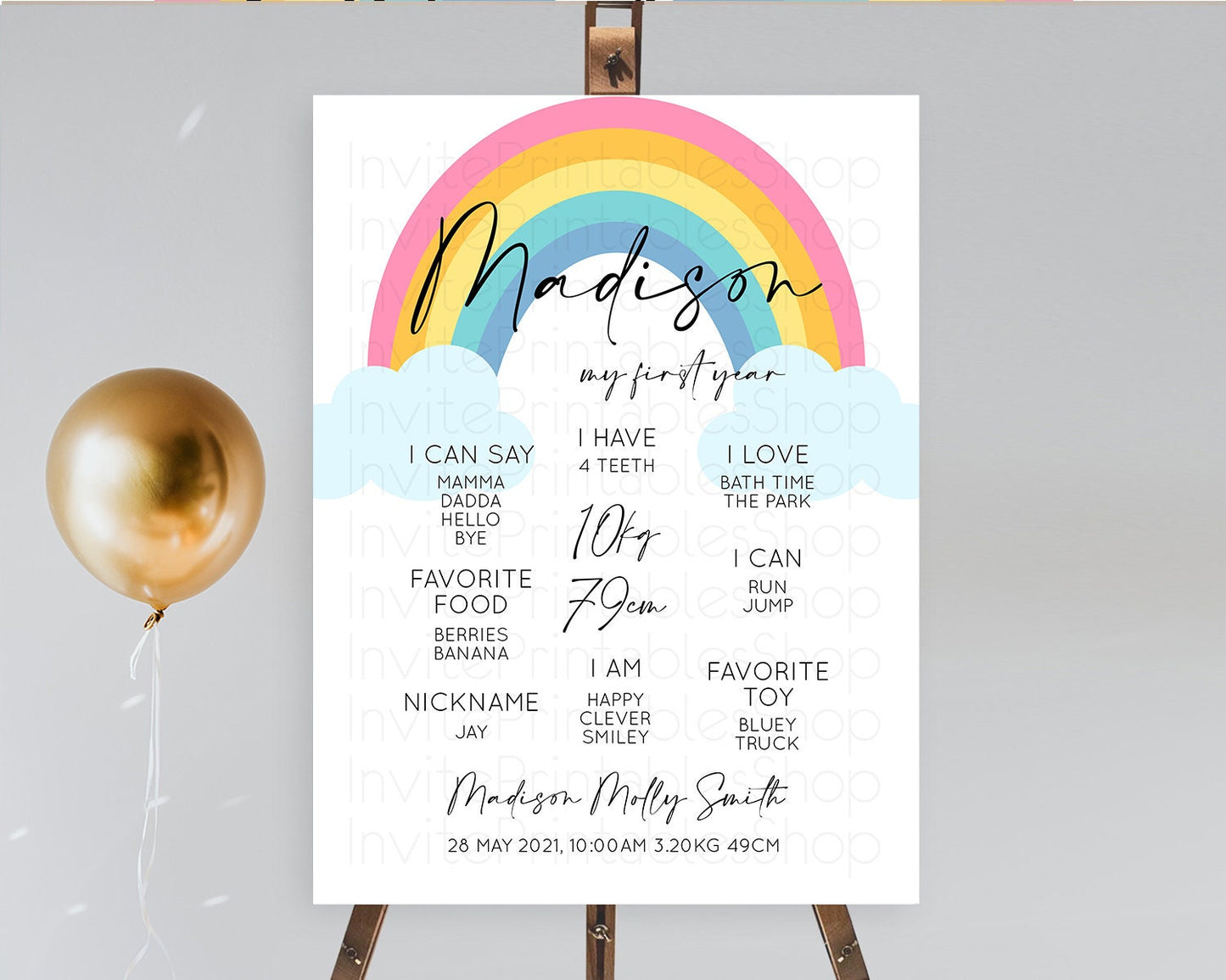 Pastel Rainbow First Birthday Milestone Poster Boho Rainbow Milestone Board Rainbow Milestone Pastel Milestone Rainbow 1st Birthday D10123