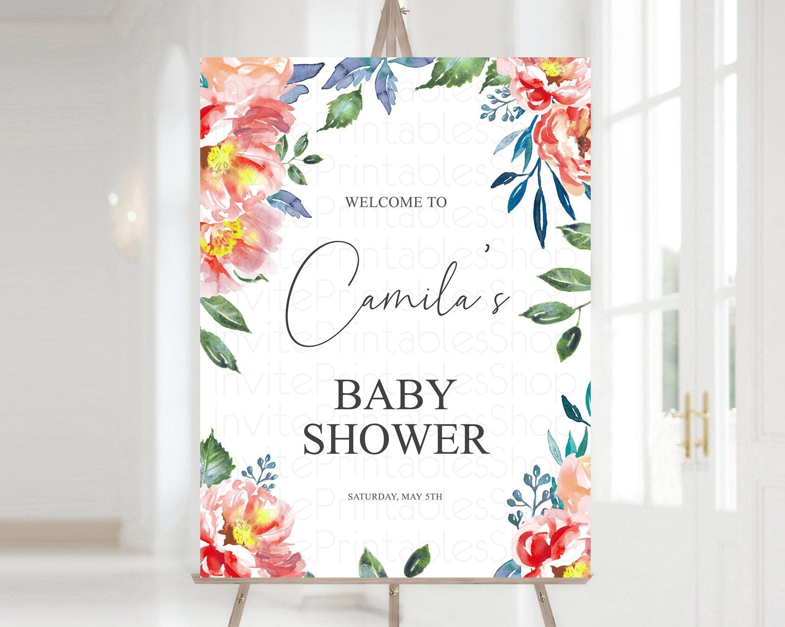 Editable Secret Garden Baby Shower Welcome Sign Wildflower Welcome Board Pas