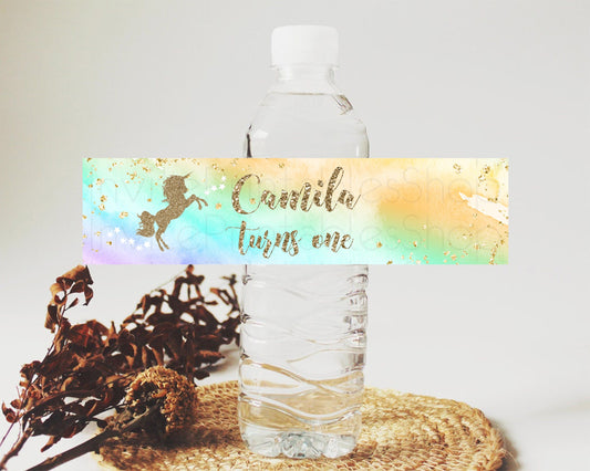 Editable Unicorn Rainbow Water Label Unicorn Unicorn Party Decor Magical uni