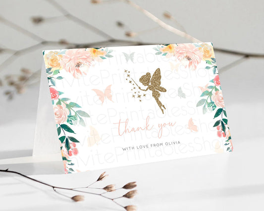 Editable Fairy Thank You Fairy Thank You Card Enchanted Garden Pastel Butter