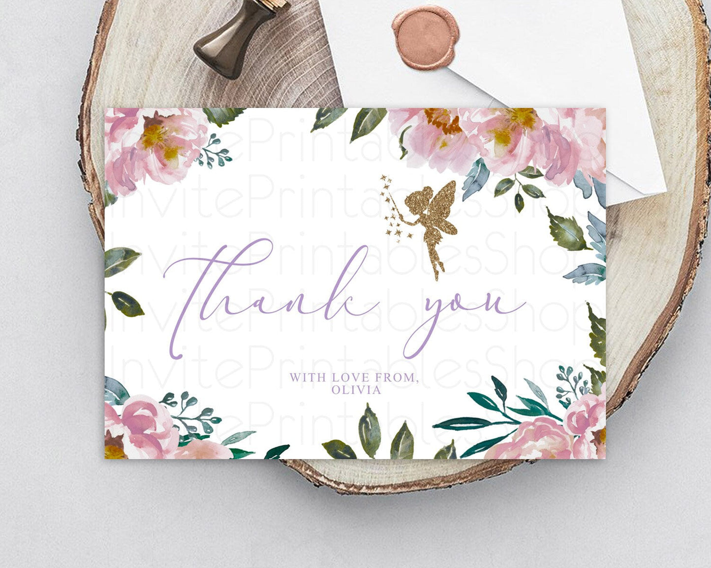 Fairy Thank You Fairy Thank You Card Enchanted Garden Pastel Butterfly Birthday Thank You Floral Secret Garden Teacher Thank You D10727