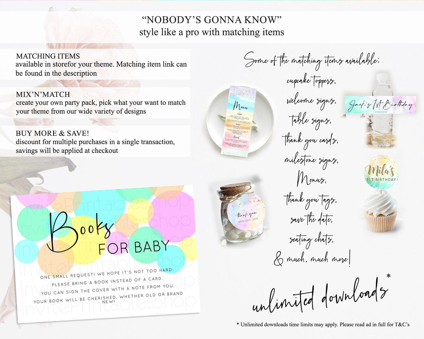 Rainbow Books For Baby Card Pastel Sprinkles Book Insert Pastel Rainbow Confetti Book Card Colorful Bubbles Pastel Book Poem Request D10409
