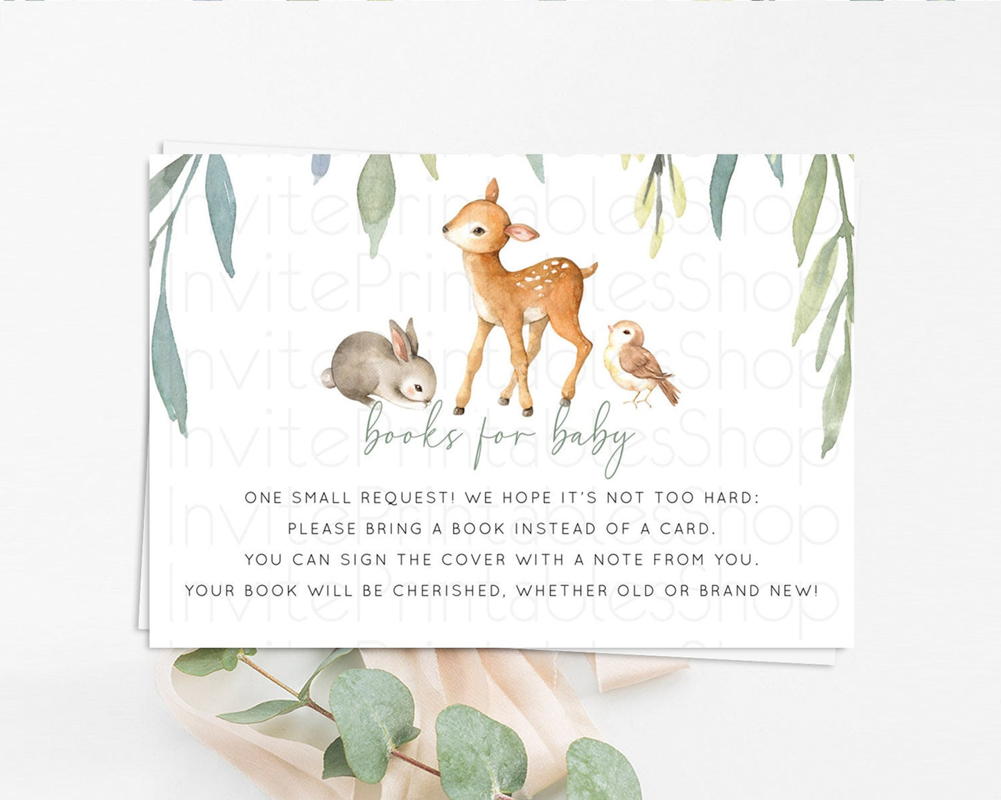Editable Fawn Books For Baby Card Deer Book Insert Floral Deer Book Card Enc