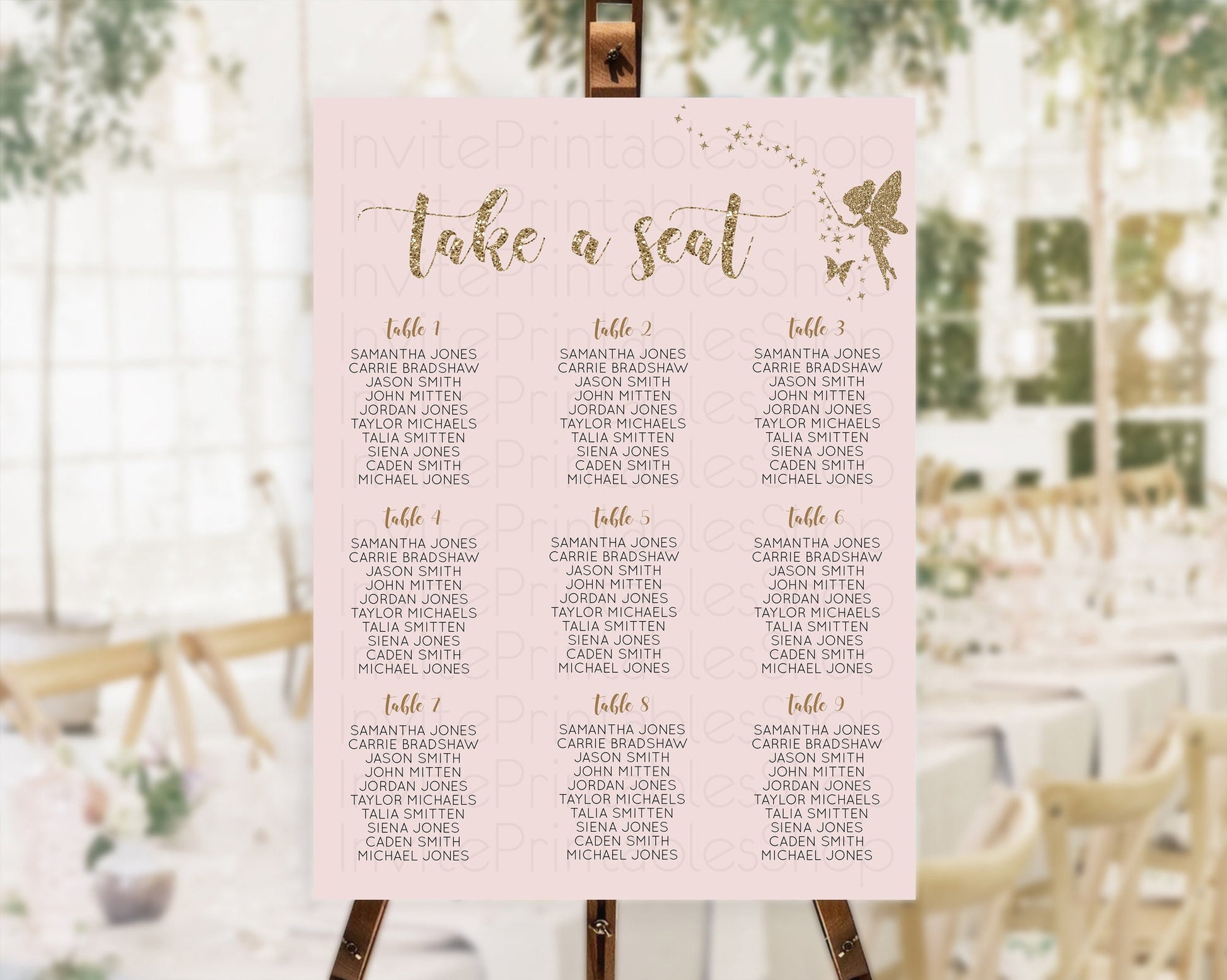 Editable Fairy Seating Chart Pastel Fairy Seating Chart Fairy Tea Party Fair