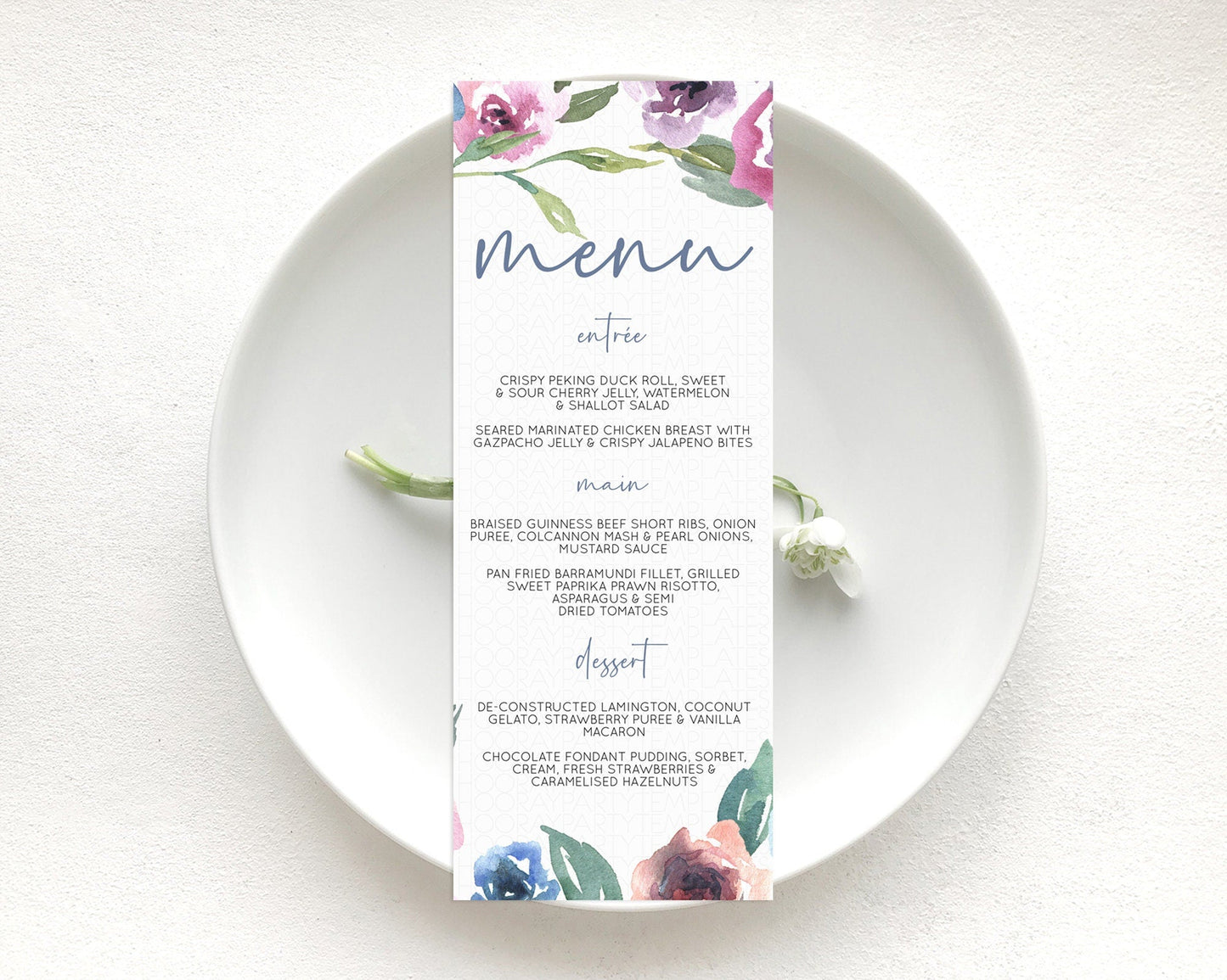 Secret Garden Menu Wildflower Menu Template Pastel Flower Garden Table Decor Boho Floral Dinner Dessert Floral Party Food Menu D10780