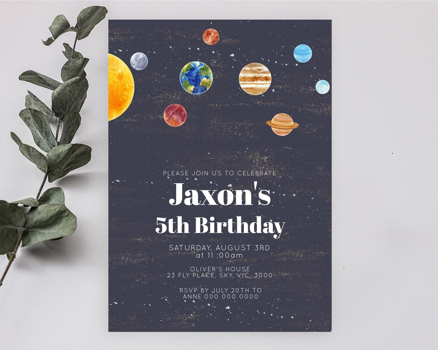 Space Birthday Invitation Space 1st Birthday Invites First Trip Around the Sun Invite Sky Stars Planets Milkyway Solar System Invite D10144