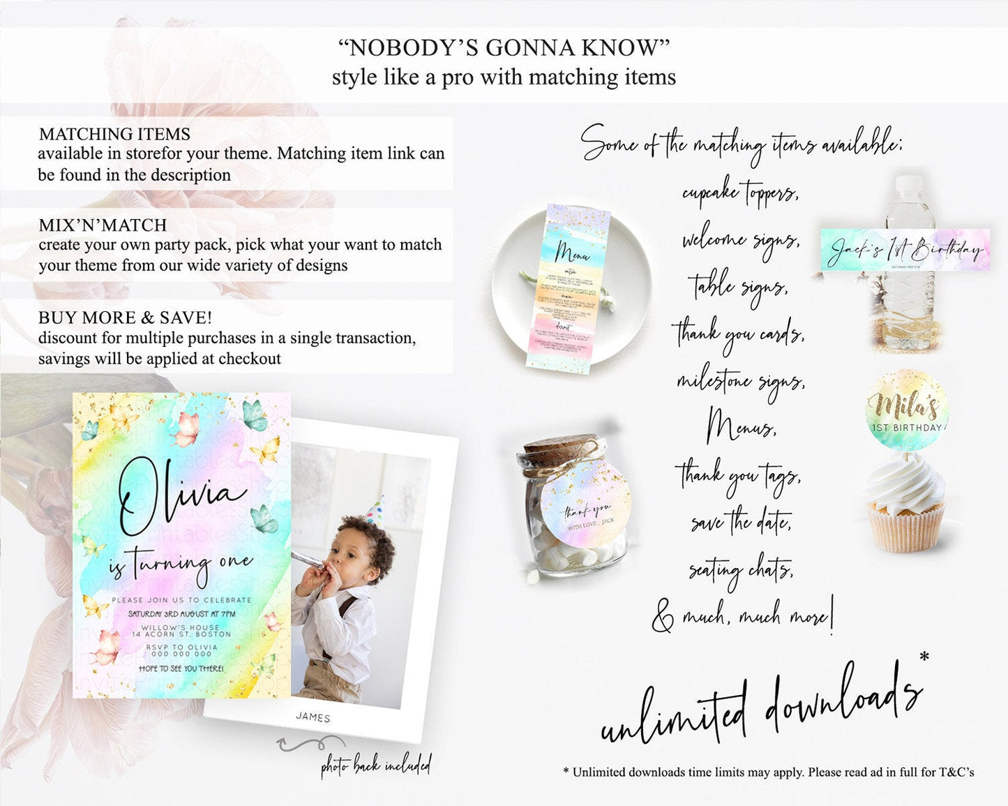 Pastel Butterfly Birthday Invitation Butterfly Birthday Invitation Whimsical Butterfly Enchanted Garden 1st 2nd Birthday Invitation D23191