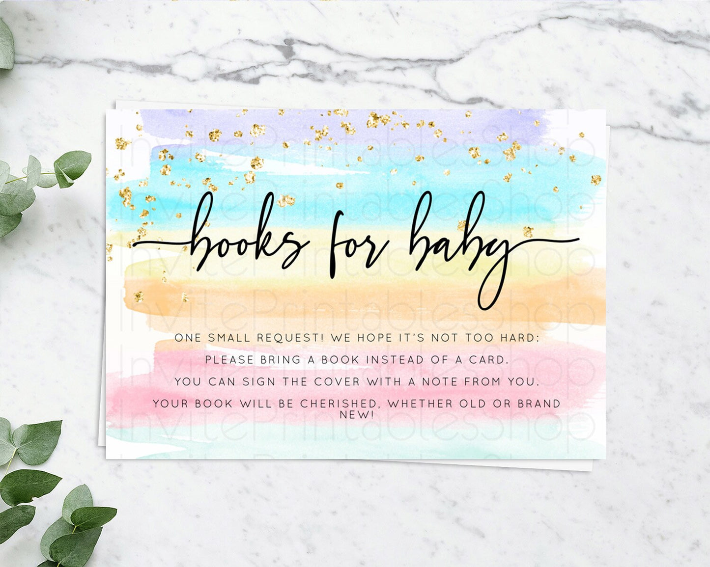 Pastel Books For Baby Card Pastel Rainbow Book Insert Colorful Ombre Watercolor Book Card Confetti Glitter Baby Book Poem Request D10505