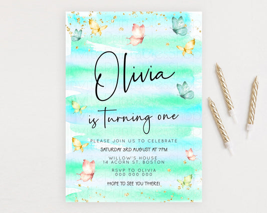 Editable Pastel Butterfly Birthday Invitation Butterfly Birthday Invitation