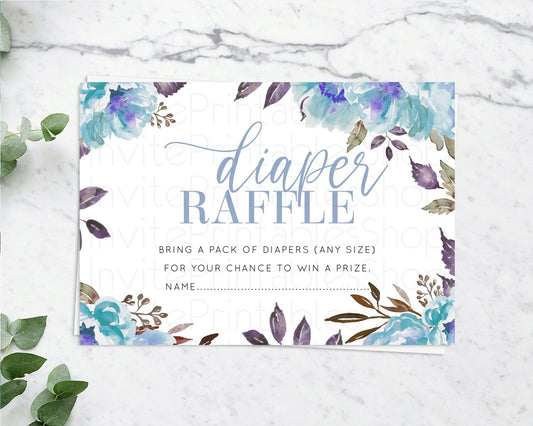 Editable Secret Garden Diaper Raffle Card Boho Wildflower Diaper Raffle Inse