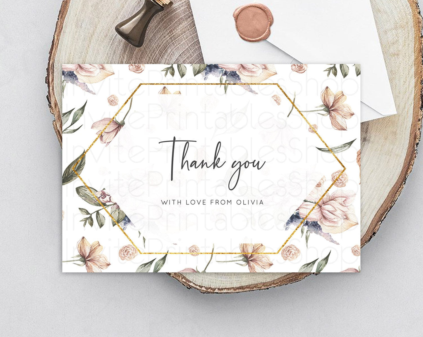 Secret Garden Thank You Wildflower Thank You Card Pastel Flower Garden Birthday Thank You Card Boho Floral Teacher Thank You Card D10504