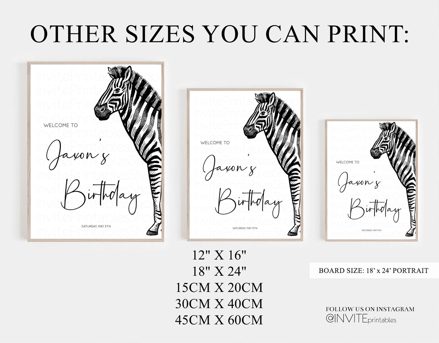 Zebra Welcome Sign Black White 1st Birthday Board White Birthday Board Simple Zebra Welcome Board Safari Welcome Birthday Poster Zoo 256