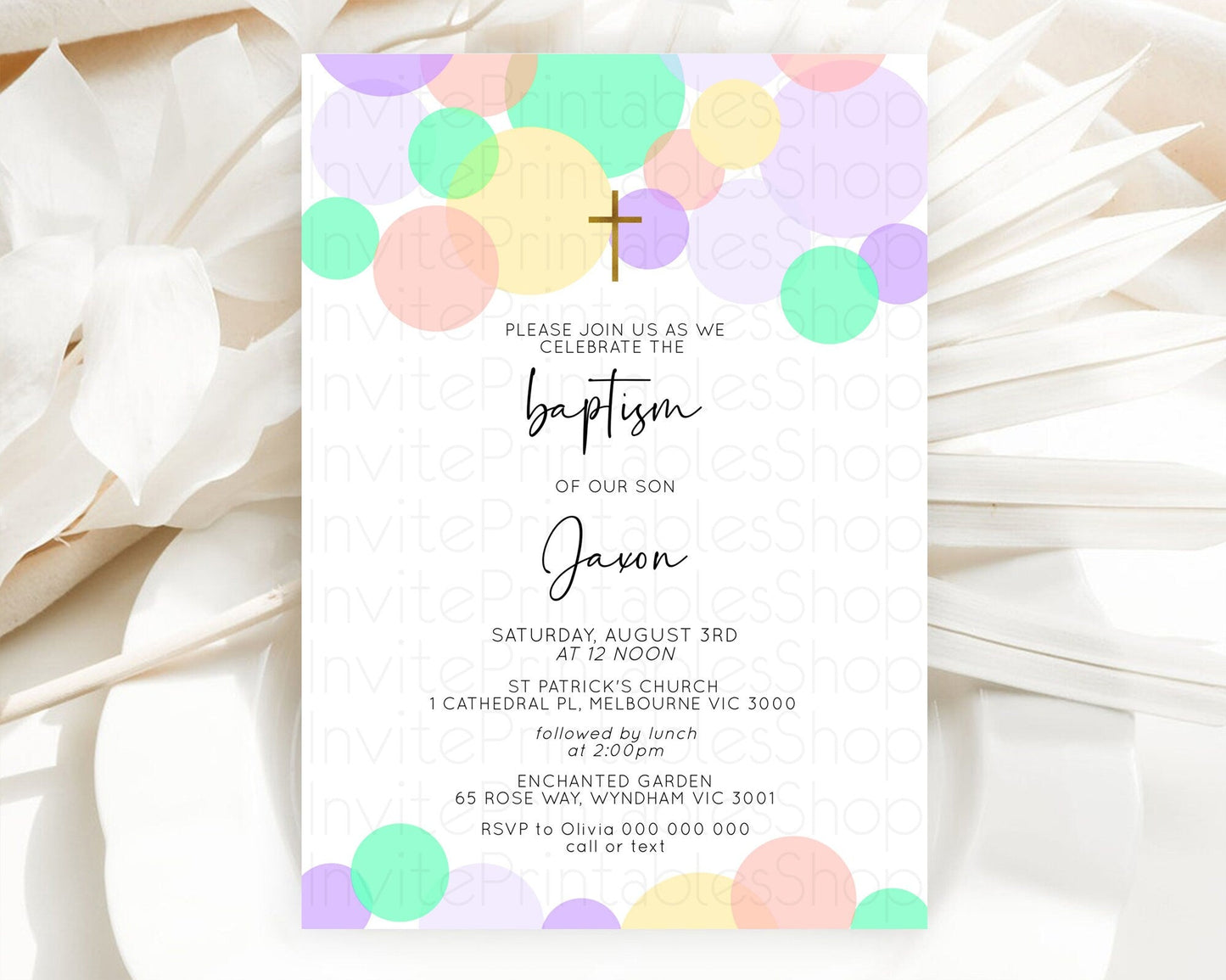 Pastel Baptism Invitation Pastel Confetti Baptism 1st Birthday Invitation Colorful Rainbow Confetti Bubbles Christening Invitation D10380