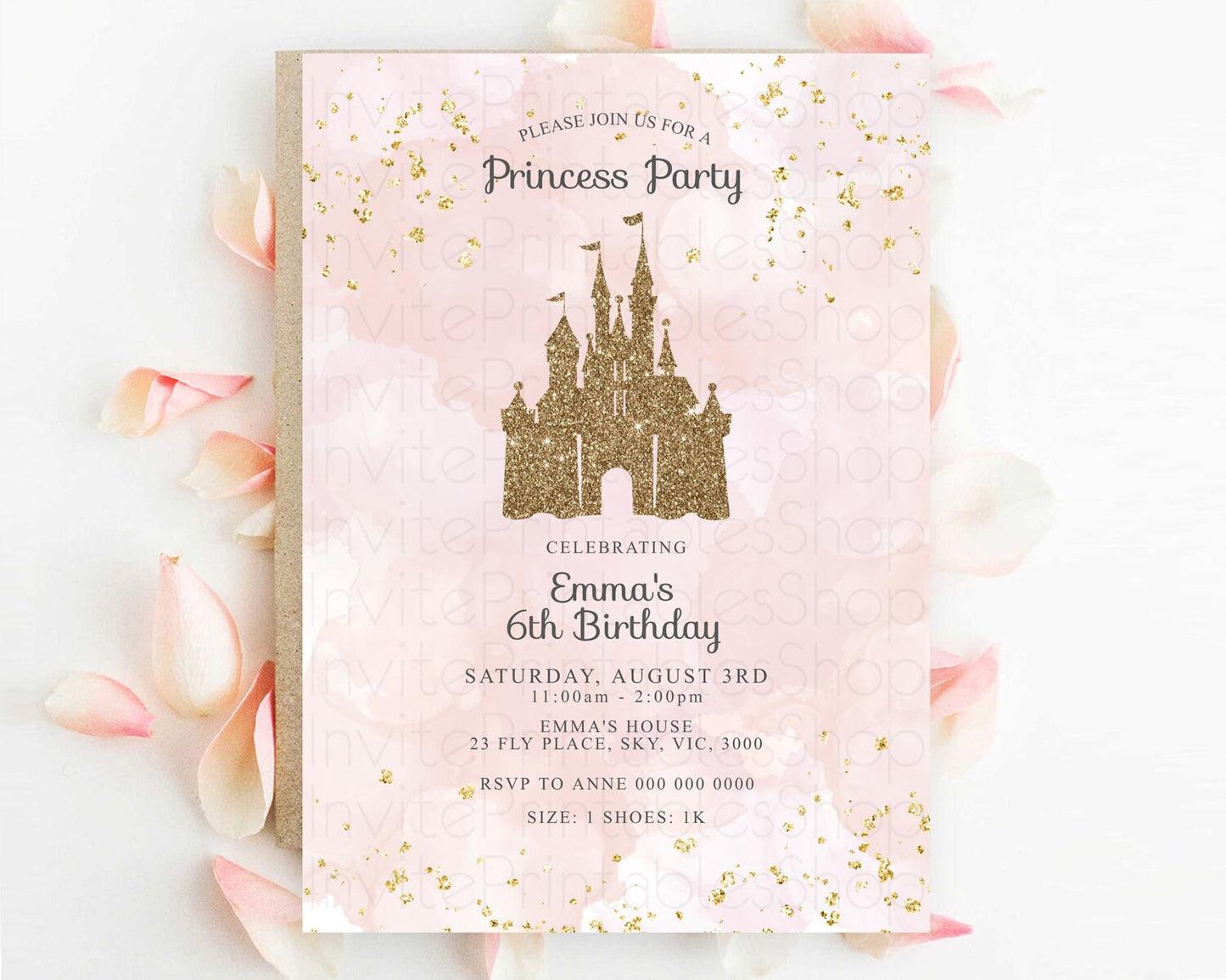 Princess Birthday Invitation Princess Invitation Pastel Invitation Royal Birthday Rainbow Color Enchanted Castle 1st First Birthday D10704