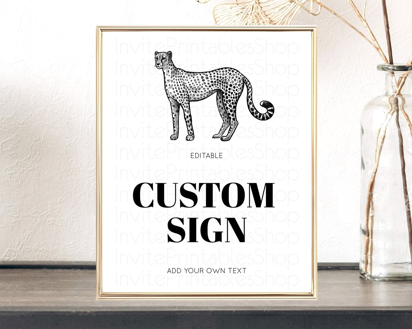 Cheetah Sign Cheetah Party Sign Template Safari Adventure Table Sign Decor Cheetah Minimal Theme 1st Birthday Baptism Baby Shower D10290