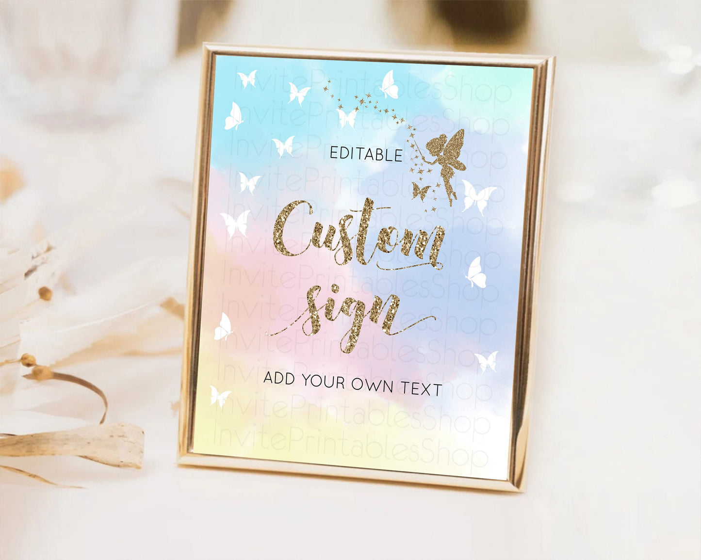 Fairy Sign Enchanted Garden Table Sign Décor Pastel Floral Butterfly Party Secret Garden Birthday Baptism Baby Shower Bridal Shower D10894