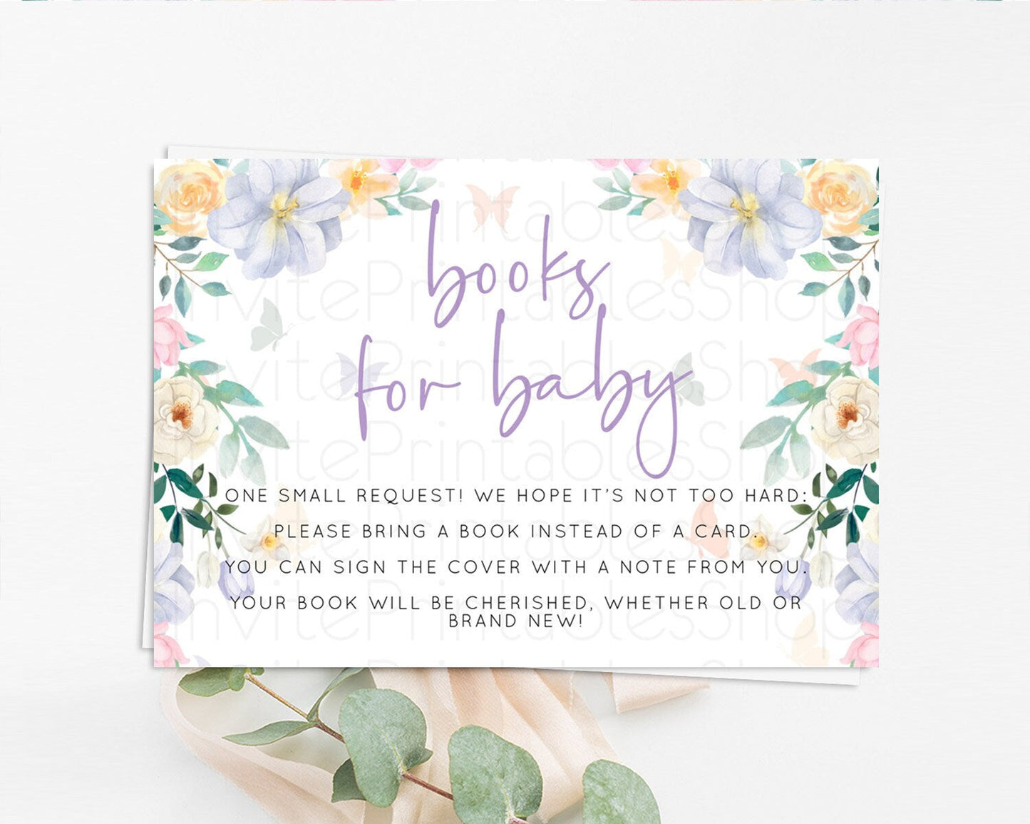 Secret Garden Books For Baby Card Boho Wildflower Book Insert Pastel Flower Garden Baby Shower Card Flower Guests Book Poem Request D10472