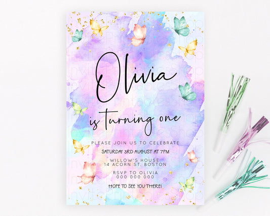 Editable Pastel Butterfly Birthday Invitation Butterfly Birthday Invitation