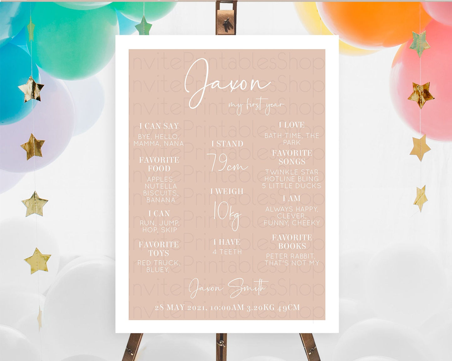 Orange First Birthday Milestone Poster Plain Orange Milestone Board Minimal Pastel Orange Milestone Modern 1st Birthday Welcome Sign D10938