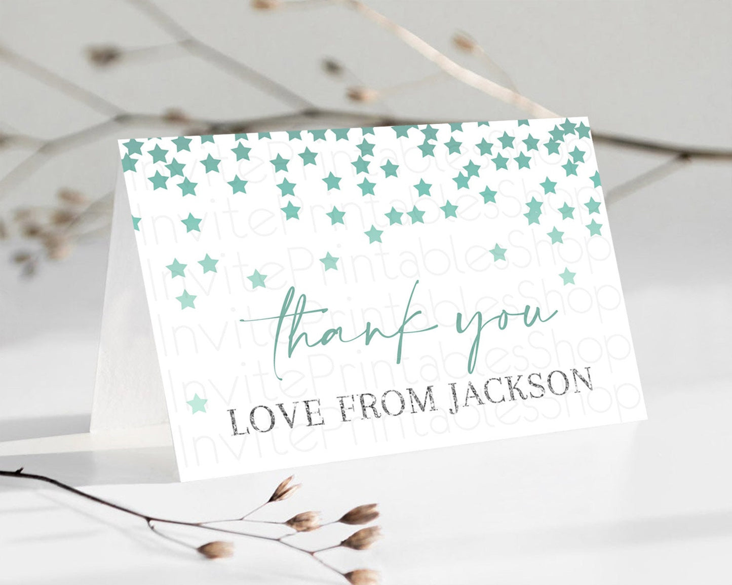 Star Thank You Card Pastel Stars Thank You Shooting Star Rainbow Colorful Confetti Twinkle Little Star Birthday Teacher Thank You D10310