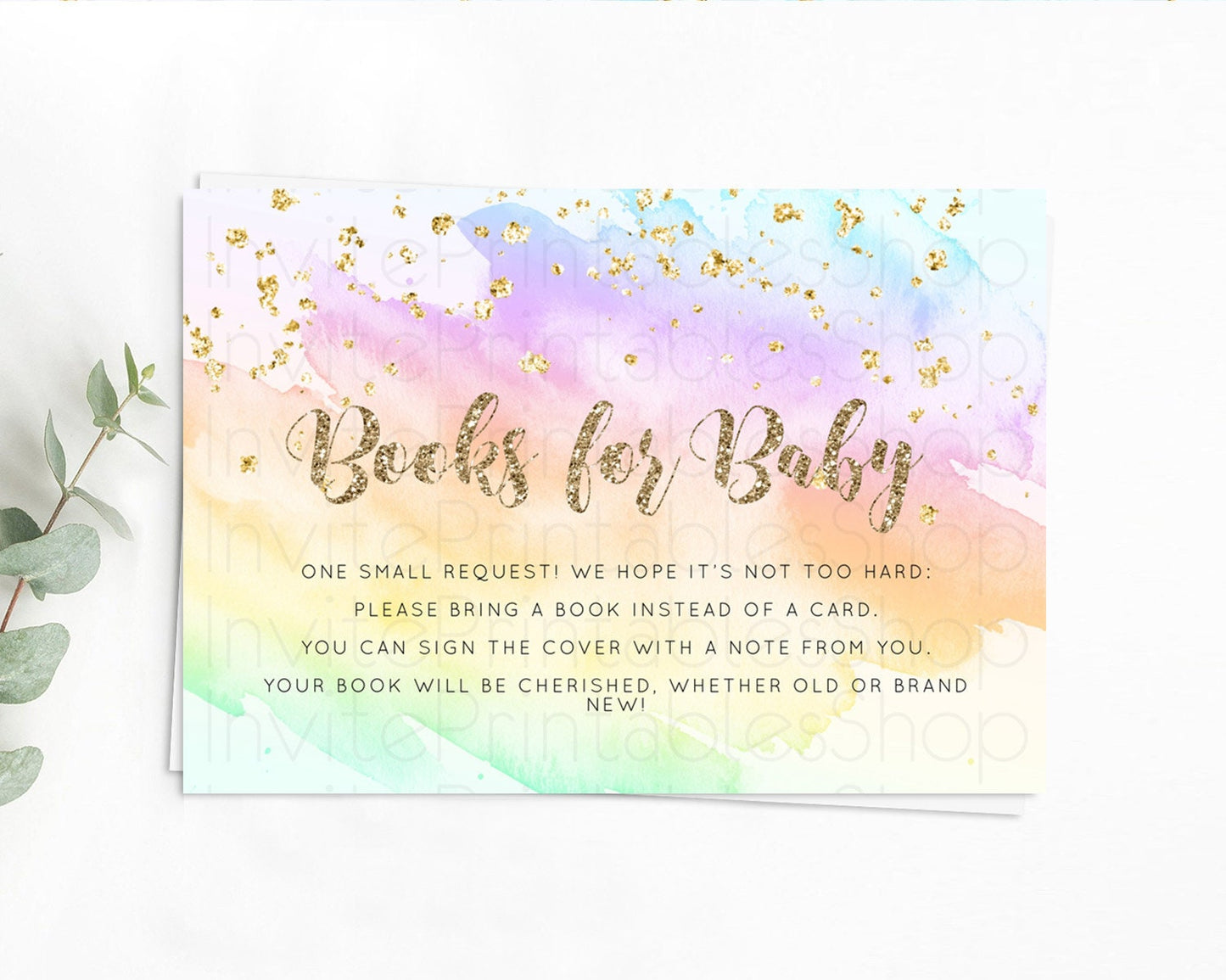 Pastel Books For Baby Card Pastel Rainbow Book Insert Colorful Ombre Watercolor Book Card Confetti Glitter Baby Book Poem Request D10643