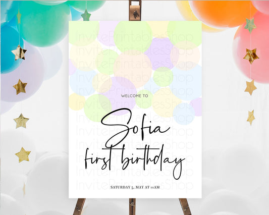 Editable Rainbow Welcome Sign Pastel Welcome Board Pastel Rainbow Confetti W