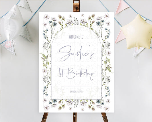 Secret Garden Welcome Sign Wildflower Welcome Board Pastel Flower Garden Welcome Poster Boho Wildflower First Birthday Welcome Sign D10603