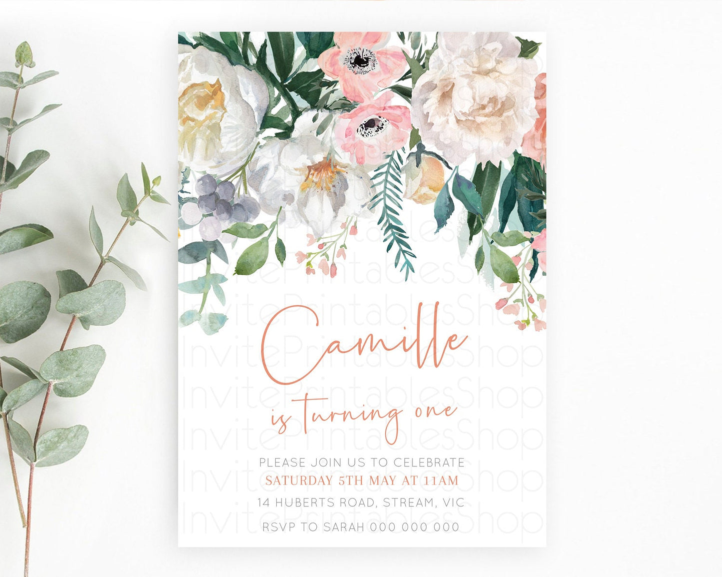 Secret Garden Invitation Wildflower Birthday Invitation Pastel Flowers Invite Enchanted Garden Boho Floral 3rd 2nd First Birthday D10717