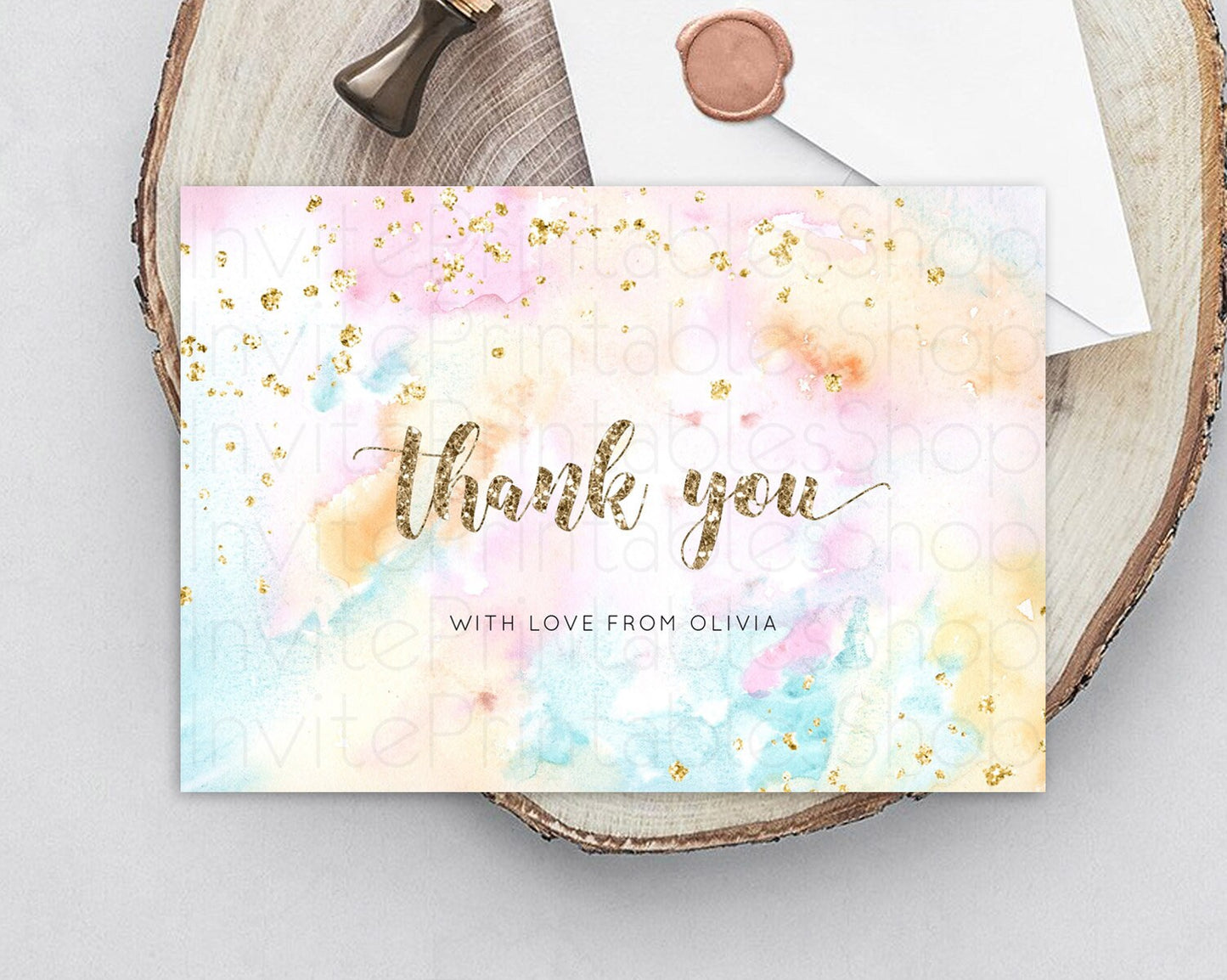 Editable Pastel Thank You Rainbow Thank You Card Colorful Pastel Birthday Th