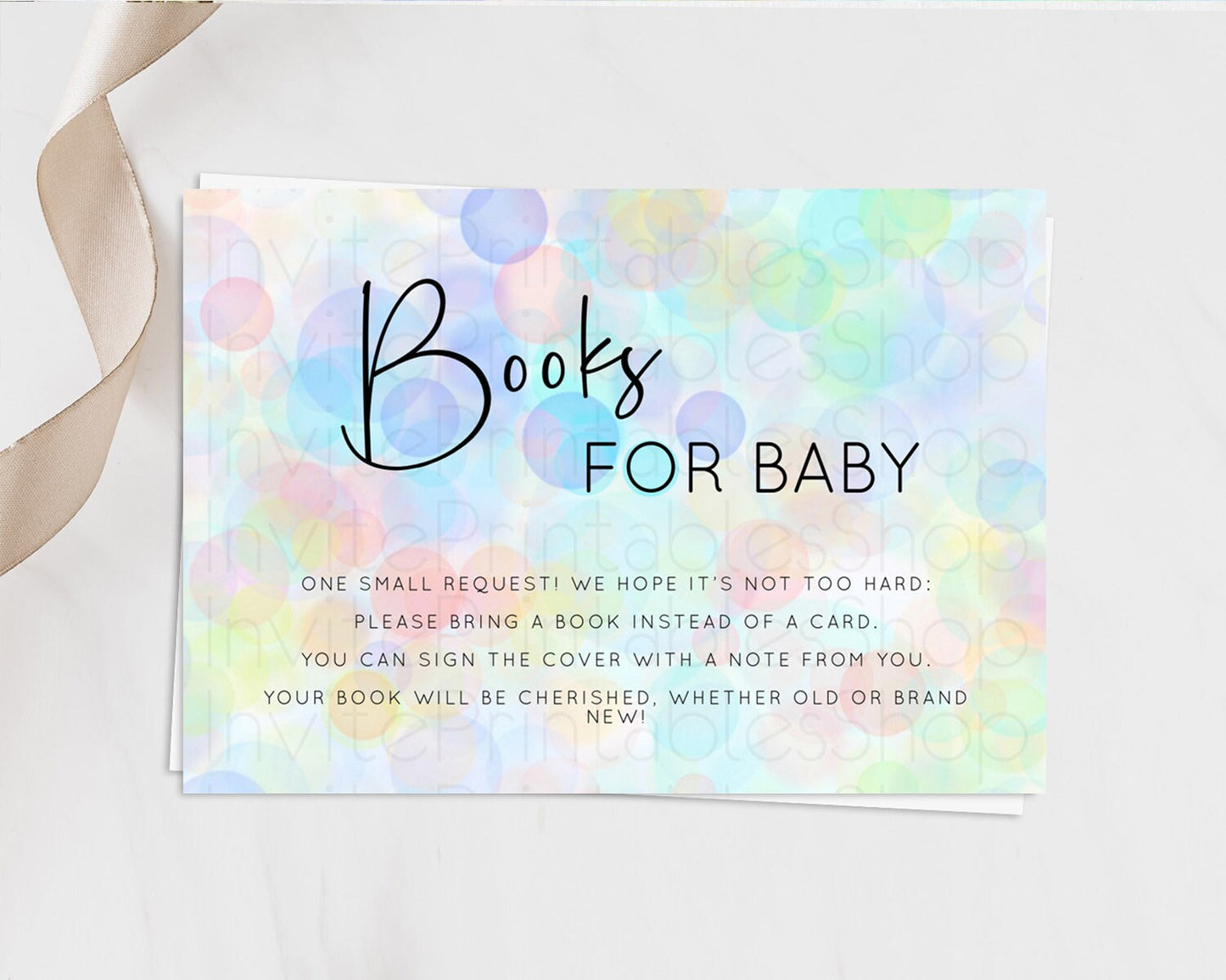Pastel Books For Baby Card Bubble Bath Baby Shower Books Insert Rainbow Book Card Pastel Bubbles Colorful Confetti Book Poem Request D10445