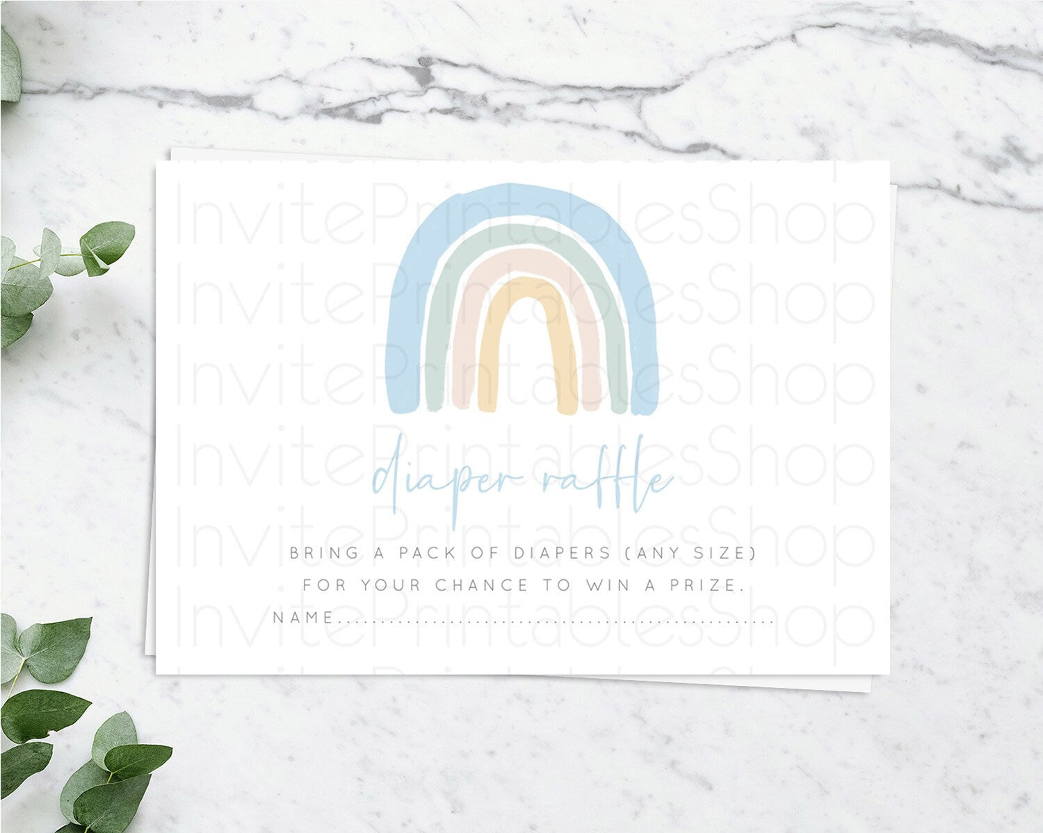 Editable Pastel Rainbow Diaper Raffle Card Boho Rainbow Diaper Insert Boho R