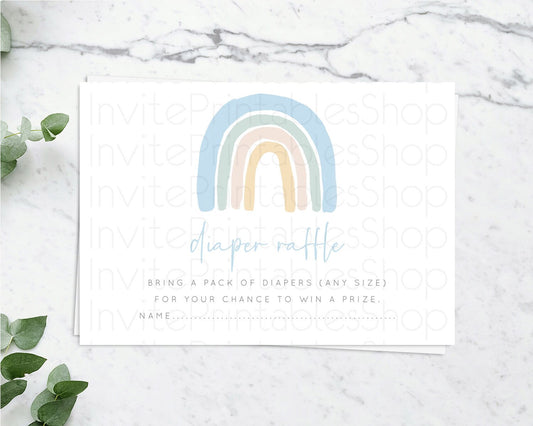Editable Pastel Rainbow Diaper Raffle Card Boho Rainbow Diaper Insert Boho R