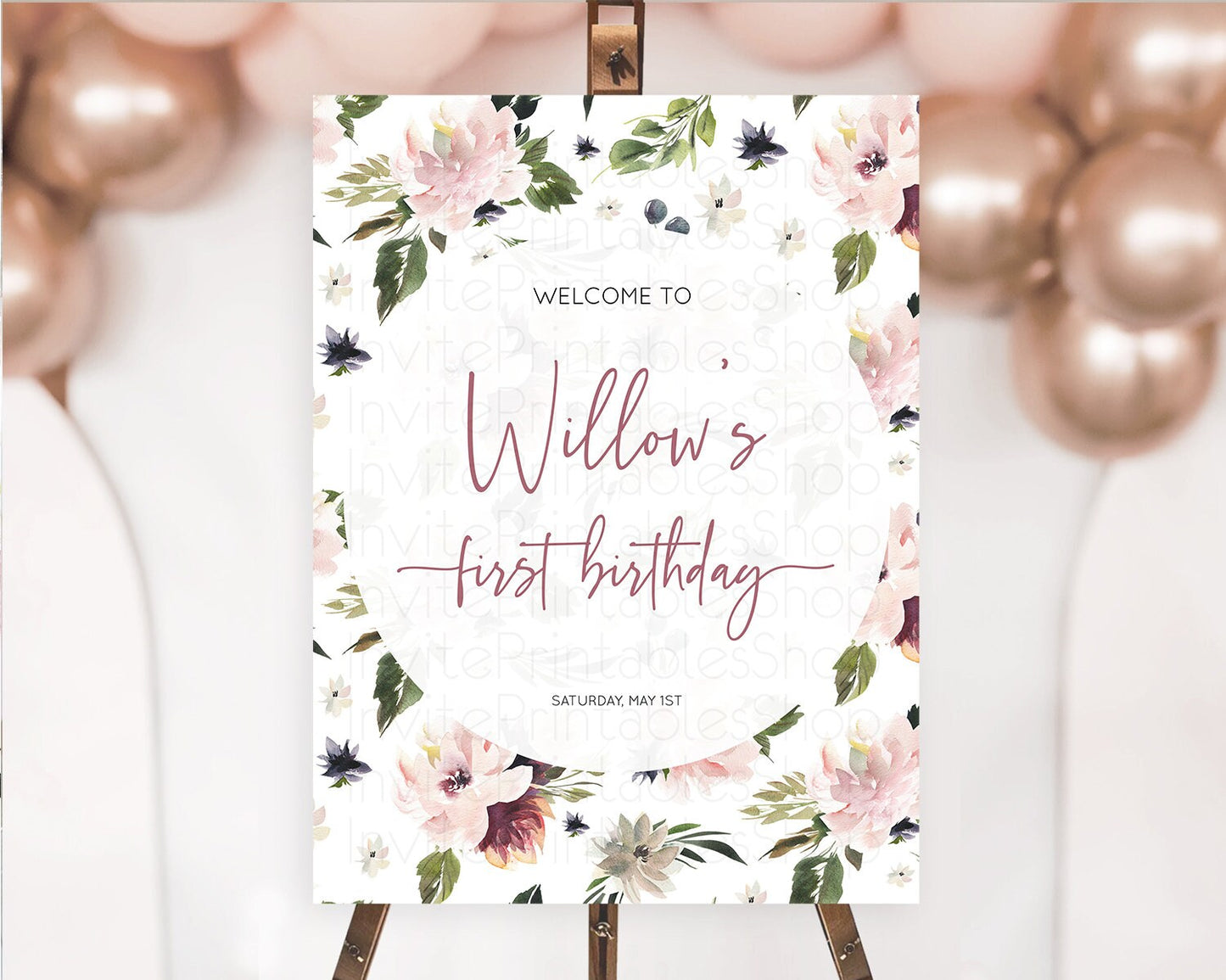 Secret Garden Welcome Sign Wildflower Welcome Board Pastel Flower Garden Welcome Poster Boho Wildflower First Birthday Welcome Sign D10538