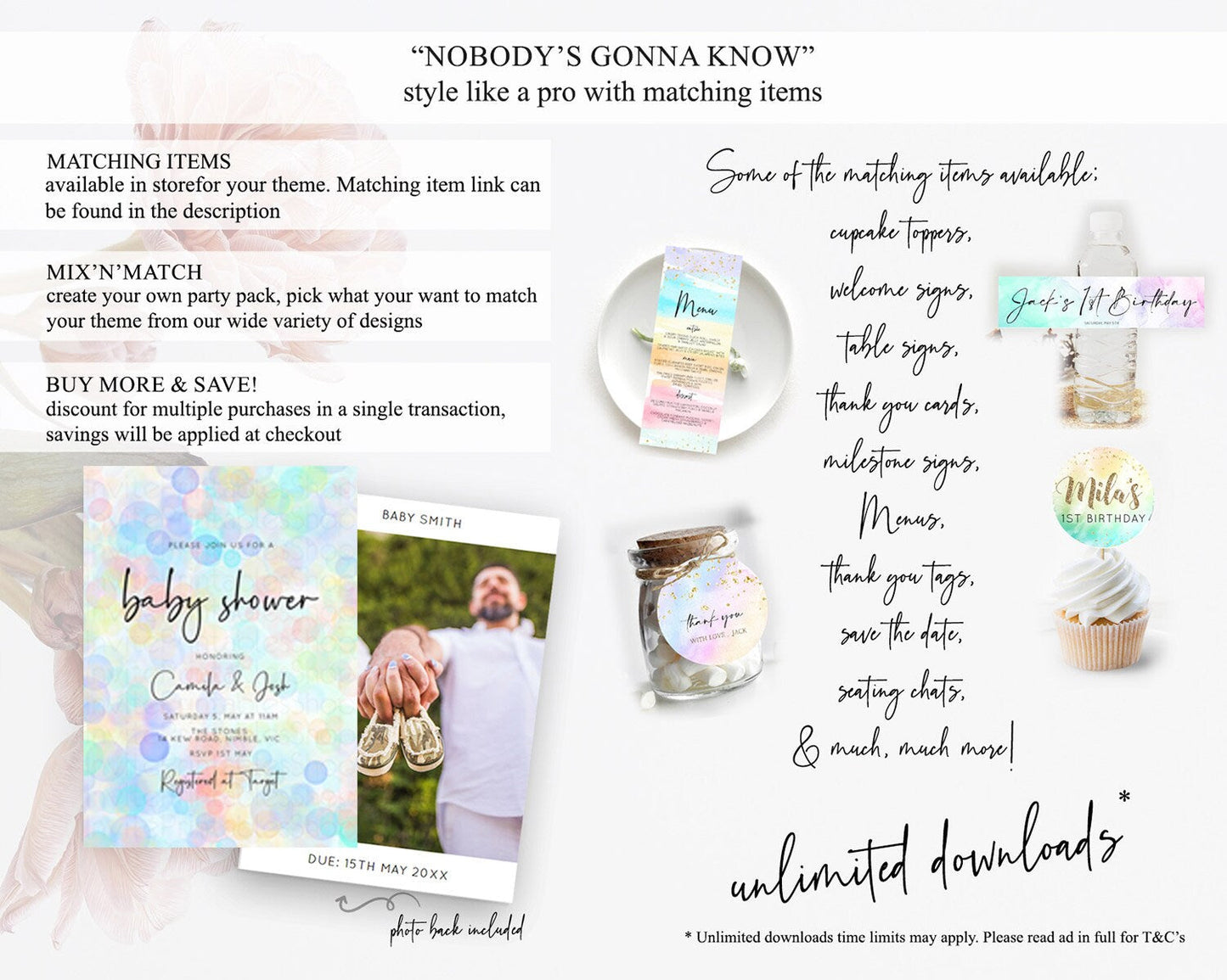 Pastel Confetti Baby Shower Invitation Bath Bomb Baby Shower Invitation Pastel Bubbles Invitation Colorful Watercolour Invitation D10445