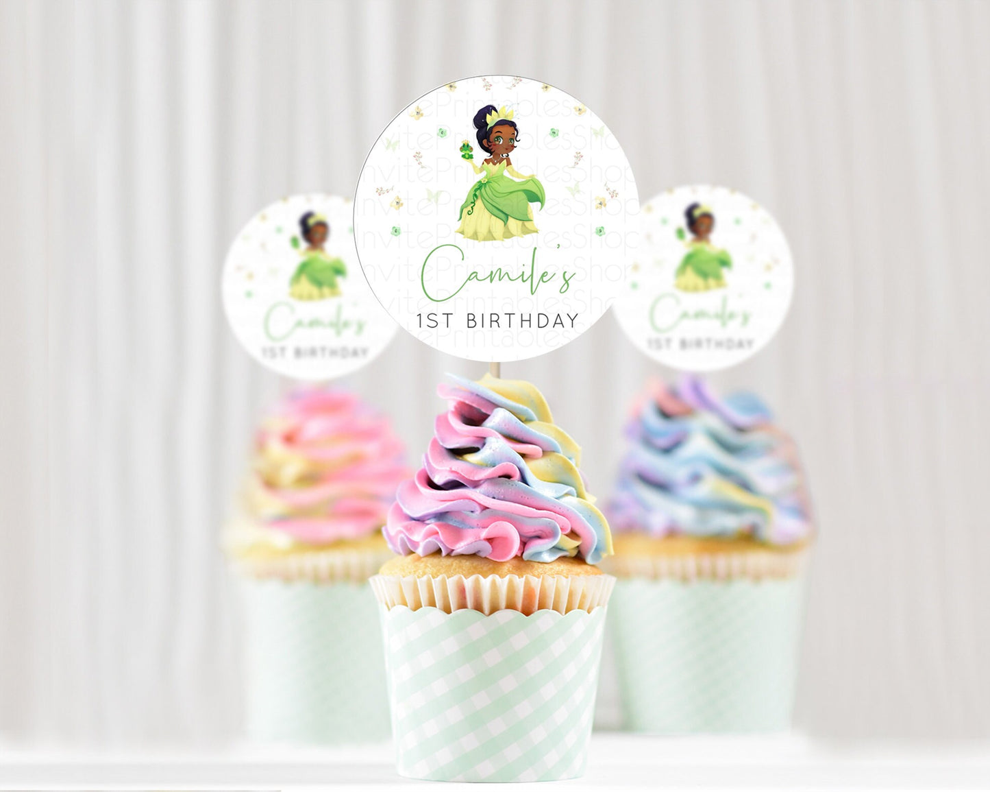 Princess Cupcake Toppers Castle Cupcake Toppers Royal Princess Décor Fairy Tale Enchanted Castle Pastel Floral Garden Table Number  D10348