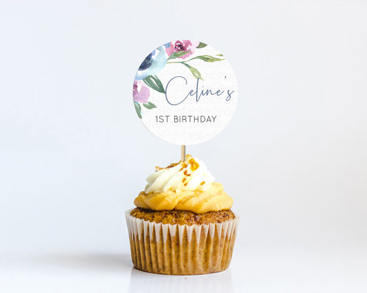 Editable Secret Garden Cupcake Toppers Wildflower Cupcake Toppers Pastel Flo