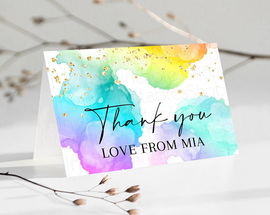 Pastel Thank You Rainbow Thank You Card Colorful Pastel Birthday Thank You Card Confetti Watercolor Pastel Teacher Thank You Cards D10213