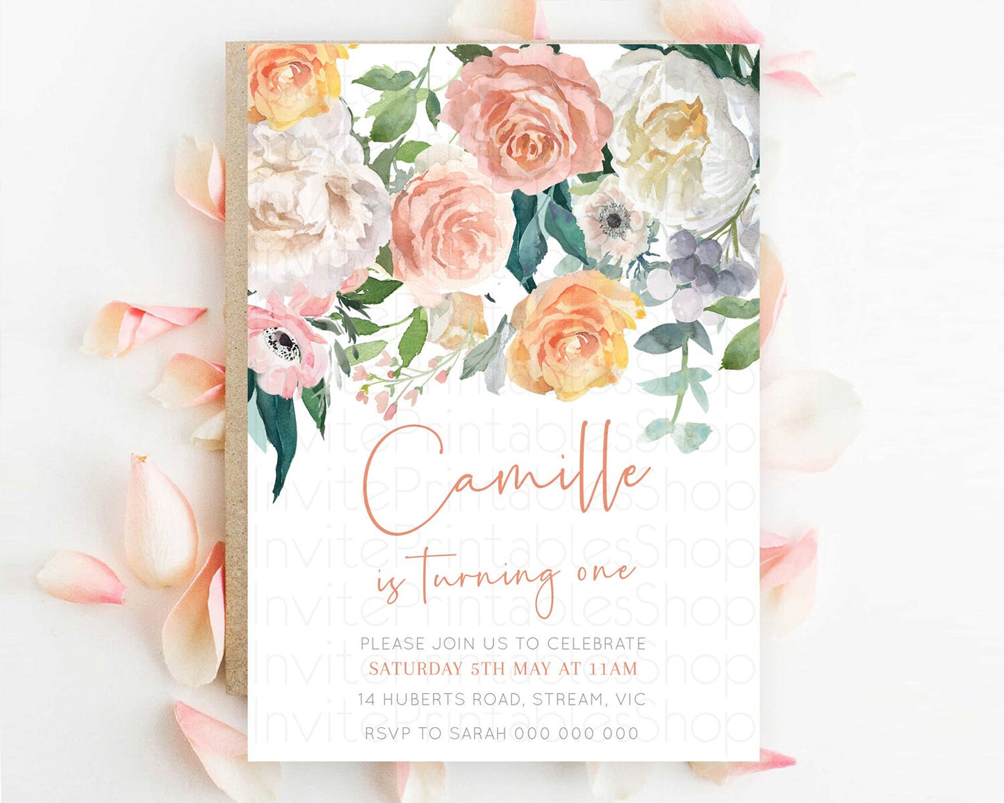 Secret Garden Invitation Wildflower Birthday Invitation Pastel Flowers Invite Enchanted Garden Boho Floral 3rd 2nd First Birthday D10717