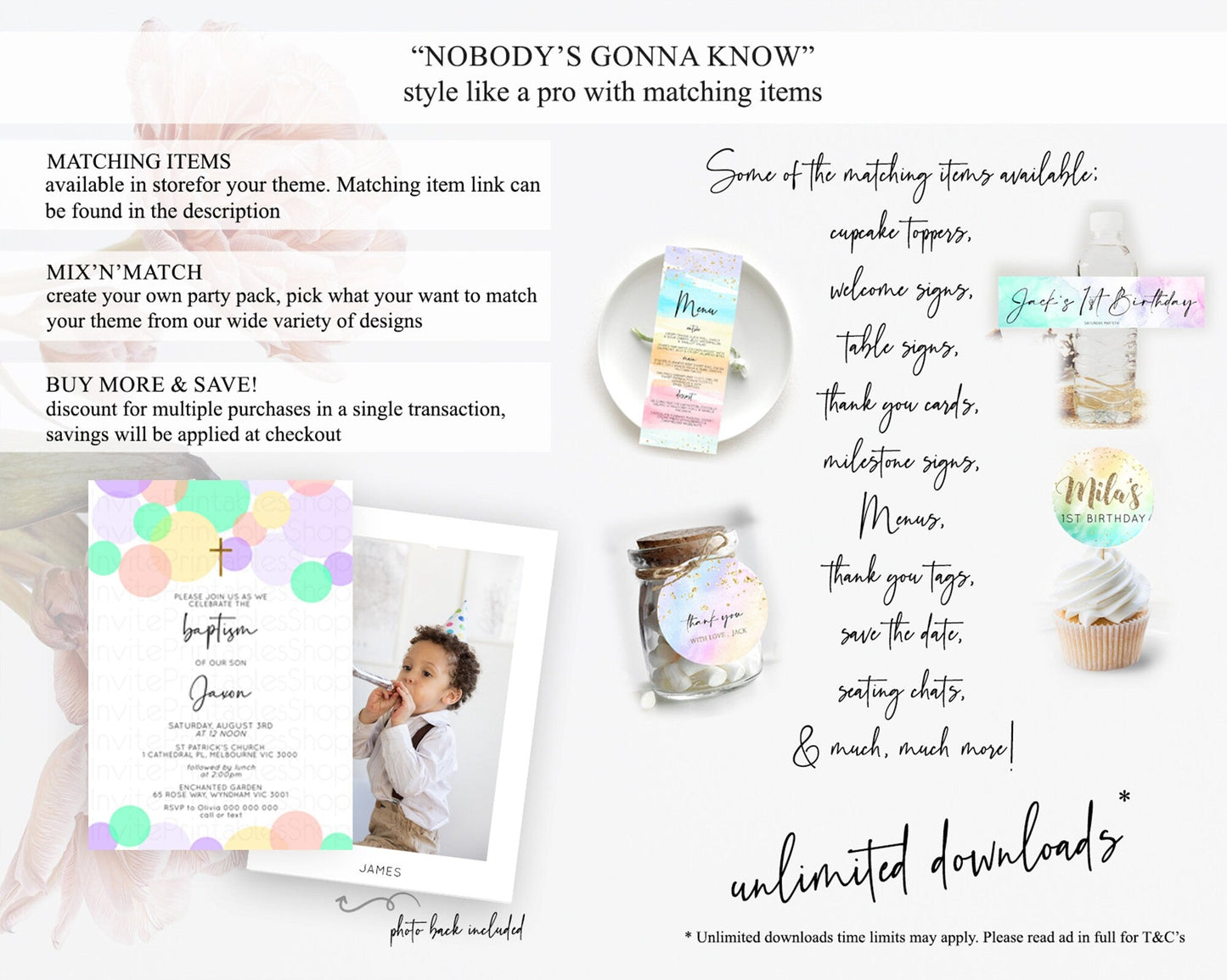 Pastel Baptism Invitation Pastel Confetti Baptism 1st Birthday Invitation Colorful Rainbow Confetti Bubbles Christening Invitation D10380
