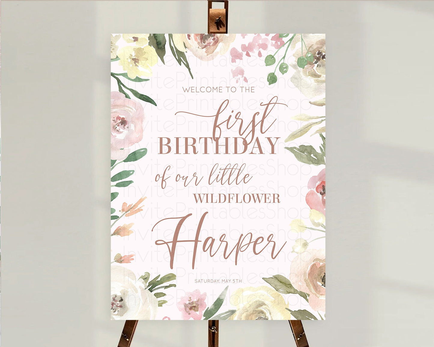 Secret Garden Welcome Sign Wildflower Welcome Board Pastel Flower Garden Welcome Poster Boho Wildflower First Birthday Welcome Sign D10192