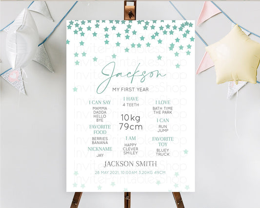 Editable Star First Birthday Milestone Poster Pastel Stars Milestone Shootin