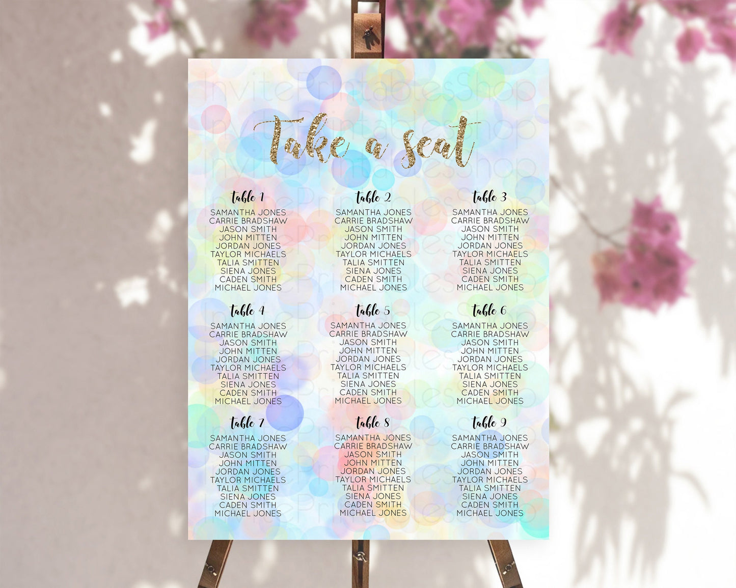 Bubbles Seating Chart Pastel Seating Chart Bath Bomb Party Pastel Bubbles Decor Watercolour Seating Board Confetti Seating Chart D10447