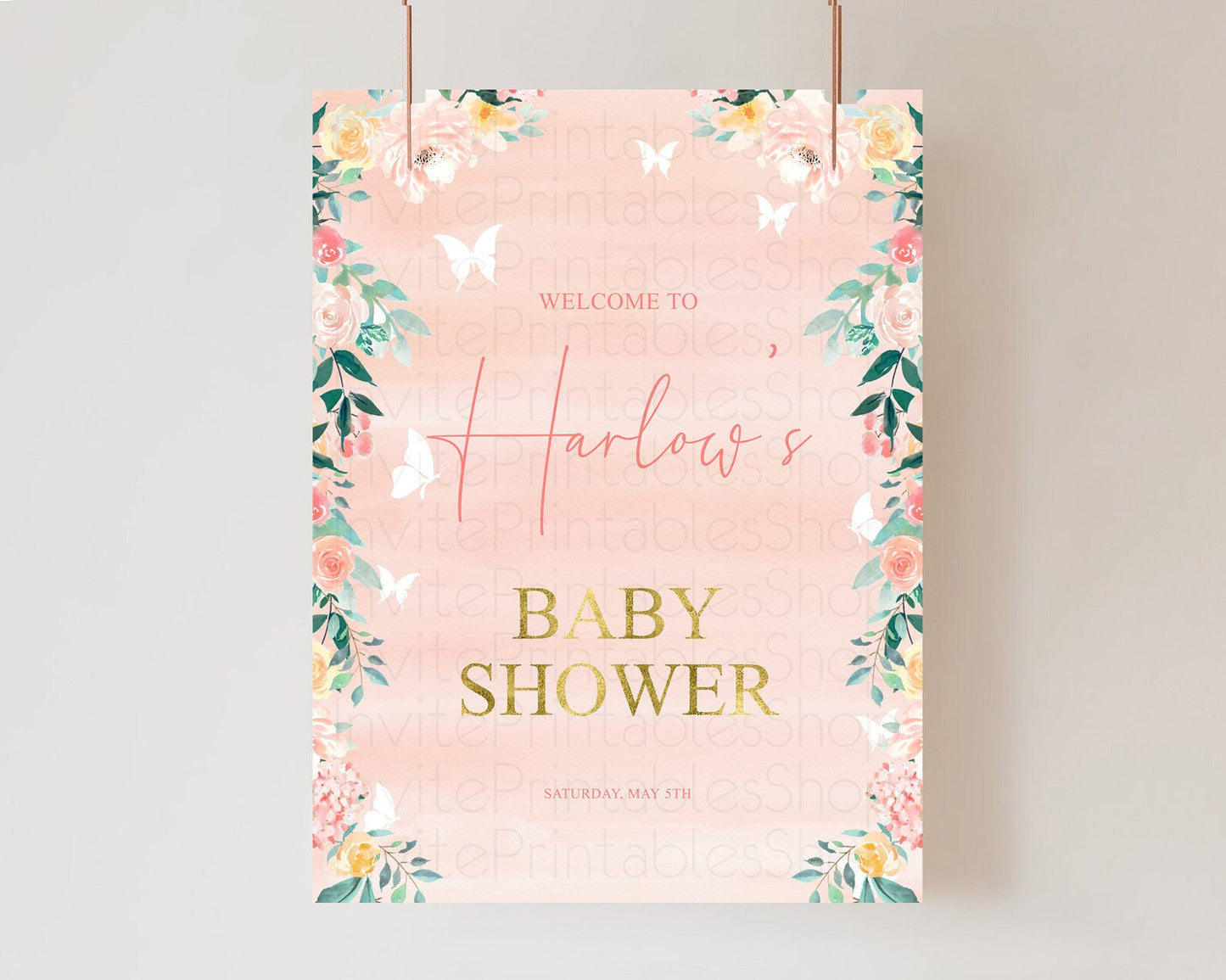 Editable Secret Garden Baby Shower Welcome Sign Wildflower Welcome Board Pas