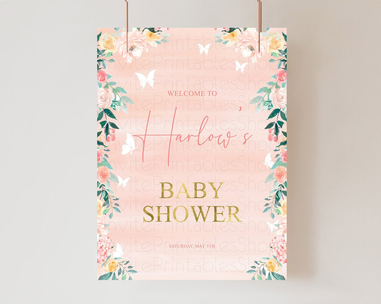 Editable Secret Garden Baby Shower Welcome Sign Wildflower Welcome Board Pas