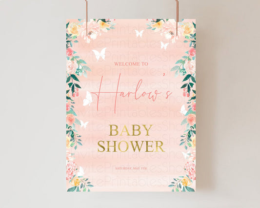Editable Secret Garden Baby Shower Welcome Sign Wildflower Welcome Board Pas