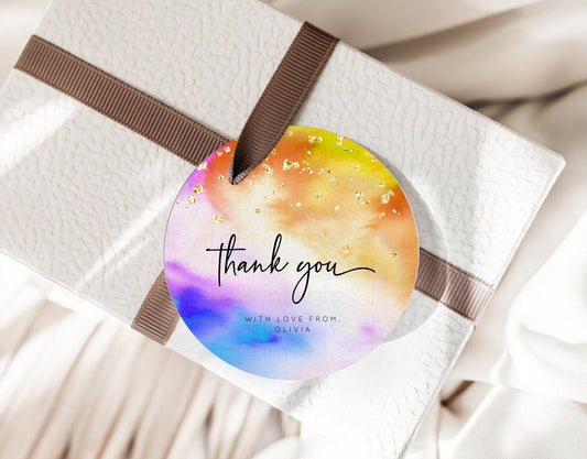 Editable Tie Dye Thank You Gift Tags Rainbow Tie Dye Thank You Tags Pastel F