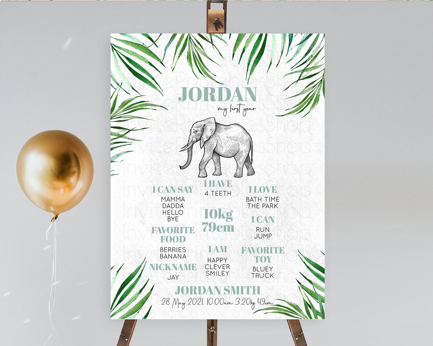 Elephant First Birthday Milestone Board Elephant Milestone Poster One Wild Year Safari Adventure Elephant Zoo Birthday Welcome Sign D10850